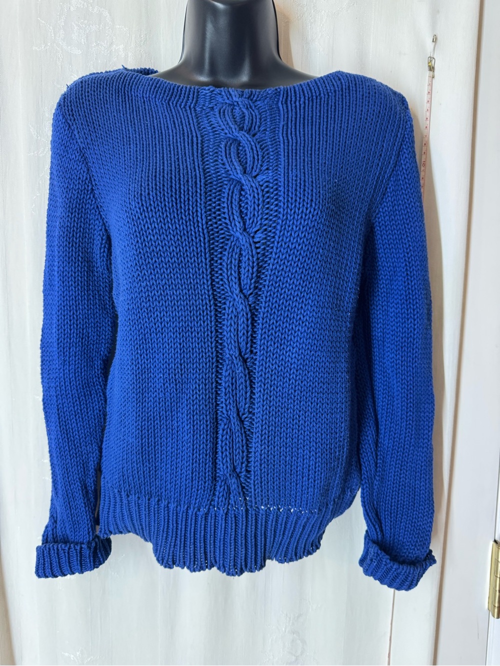 Vintage Women's Pierre Cardin Blue Cable Knit Sweater